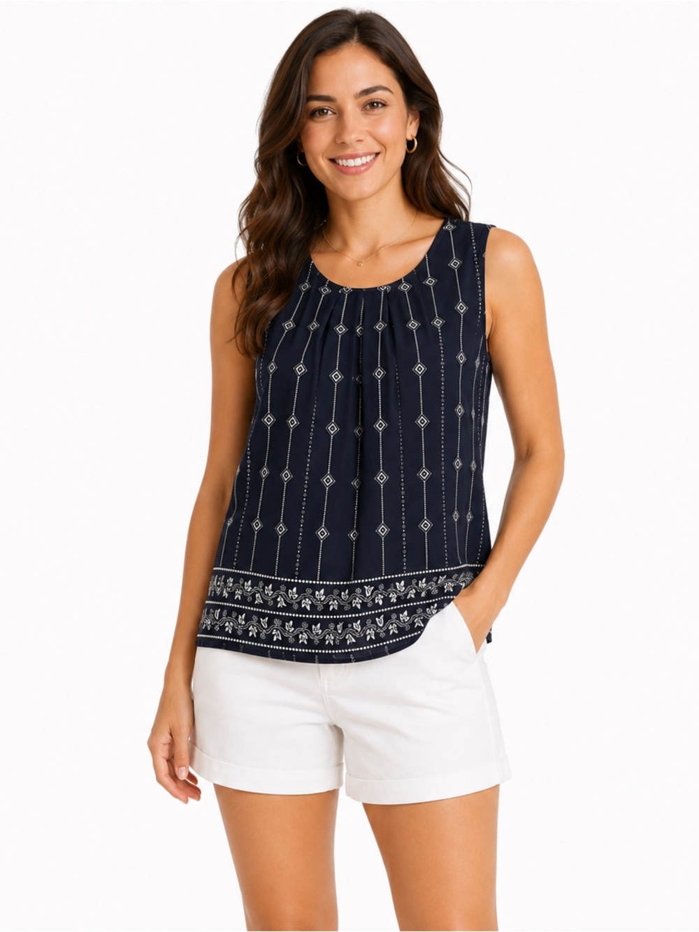 LOFT Navy Sleeveless Top Size LP